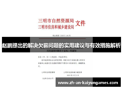 赵鹏提出的解决欠薪问题的实用建议与有效措施解析 赵鹏提出的解决欠薪问题的实用建议与有效措施解析